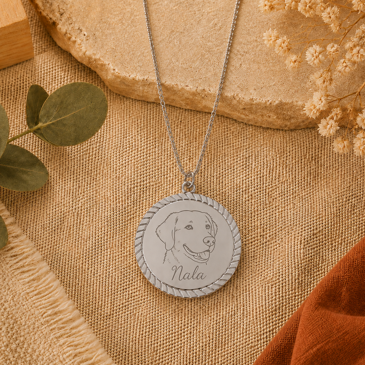 Collier médaillon ciselé personnalisé – Gravure sur mesure
