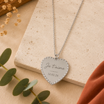 Collier cœur personnalisé argenté avec gravure sur mesure
