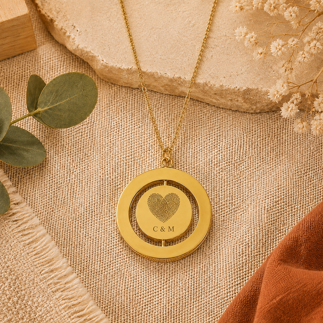 Collier médaillon réversible personnalisé – Gravure recto verso