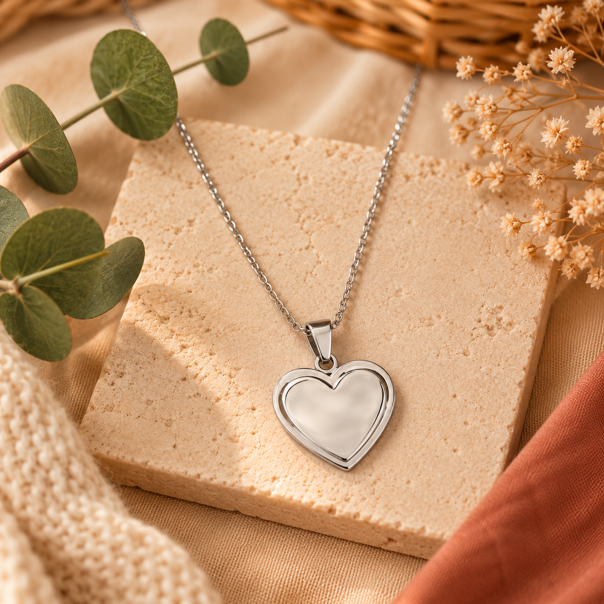 Collier cœur argenté 