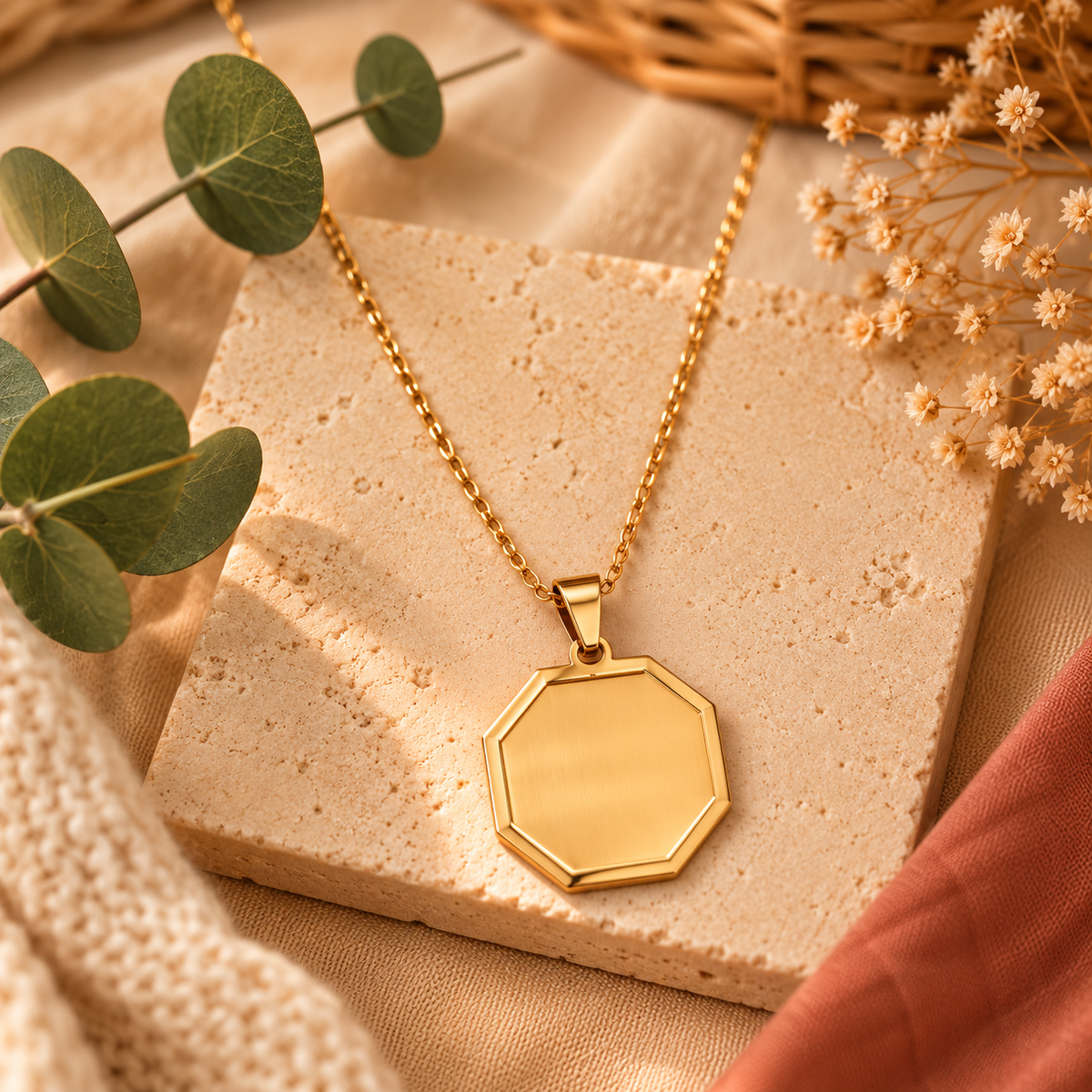 Collier octogonal doré 