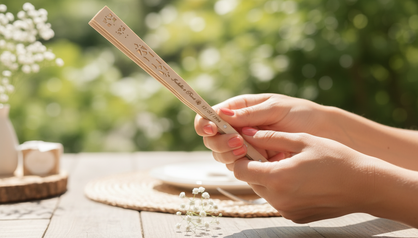 Eventail personnalisé bois