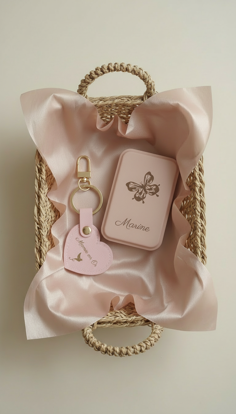 Pack Duo Sac - Personnalisé porte clé + miroir de poche